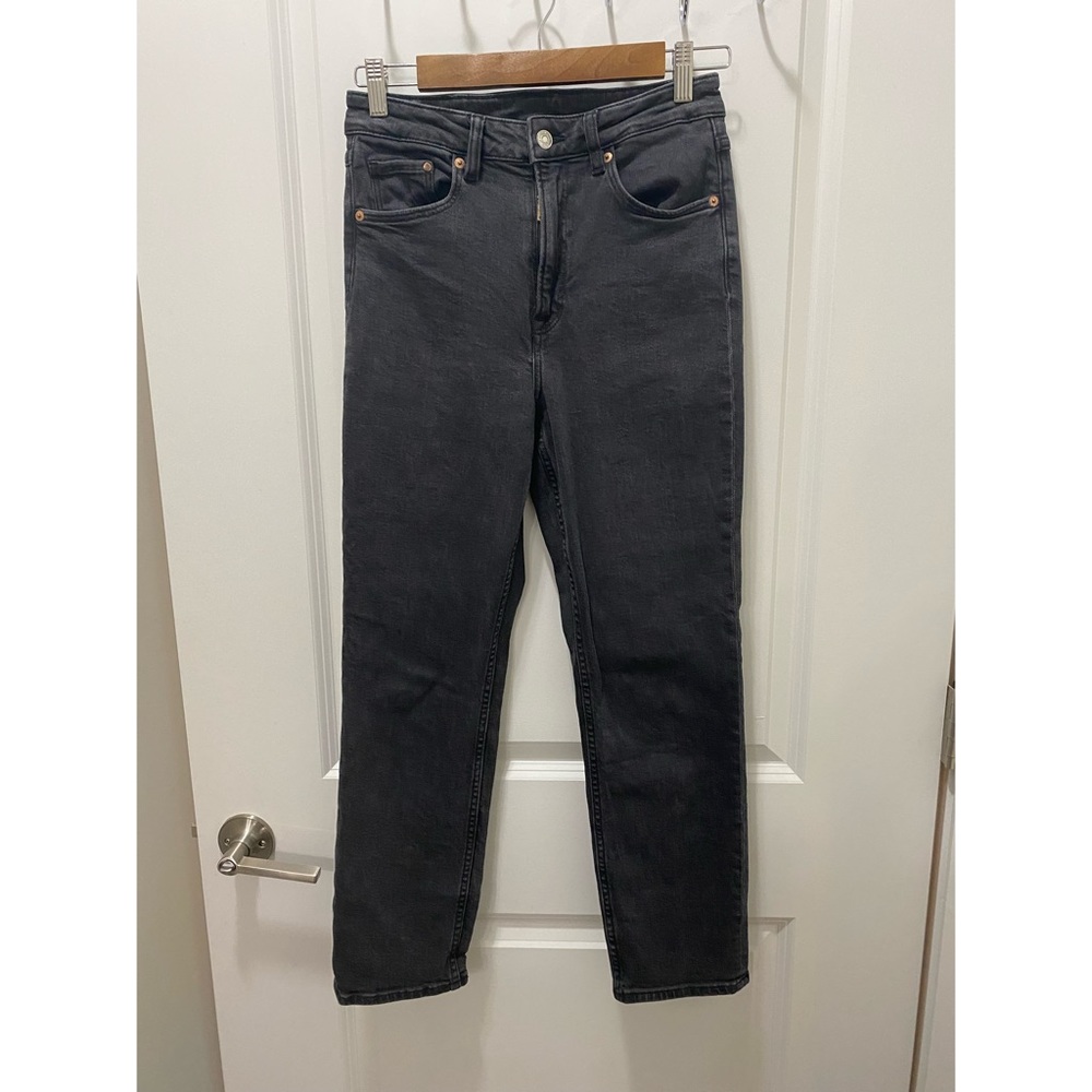 H&M High Waisted Vintage Slim Denim Jeans Black Wash